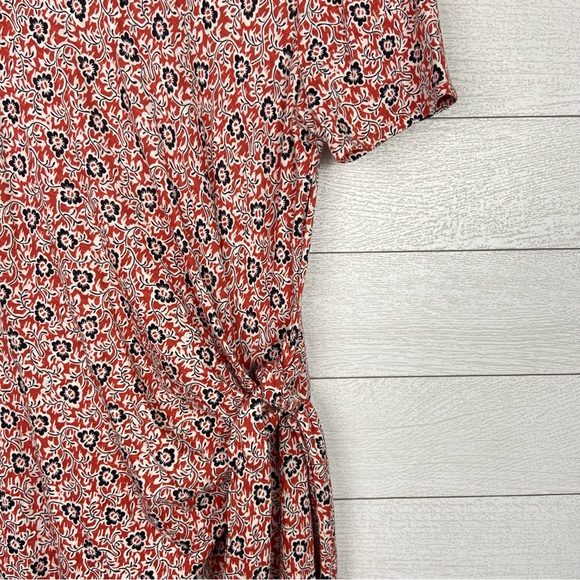 BODEN Knot Front Jersey Dress 10L 10 Long Floral Short Sleeve Knit Classic Easy - Picture 4 of 6